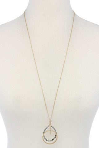 Metal circle beaded pendant necklace