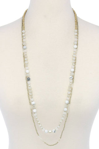 Semi precious stone beaded layered necklace