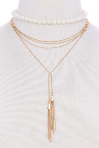 Fashion pearl and chain necklaces set