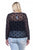 Ladies fashion plus size star mesh long sleeve shirt