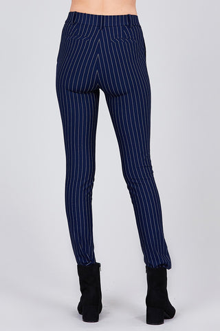 Ladies fashion plus size waist elastic stripe knit pants