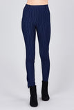 Ladies fashion plus size waist elastic stripe knit pants