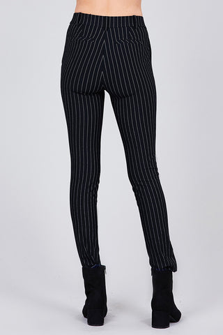 Ladies fashion plus size waist elastic stripe knit pants