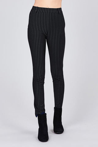 Ladies fashion plus size waist elastic stripe knit pants