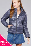 Ladies fashion plus size long sleeve quilted padding jacket