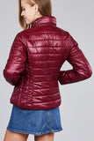 Ladies fashion plus size long sleeve quilted padding jacket