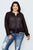 Ladies fashion plus size black sheer mesh zipper front jacket