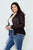 Ladies fashion plus size black sheer mesh zipper front jacket