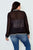 Ladies fashion plus size black sheer mesh zipper front jacket