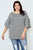 Ladies fashion plus size grey plaid drop shoulder top