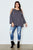 Ladies fashion plus size cold shoulder back keyhole top
