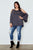 Ladies fashion plus size cold shoulder back keyhole top