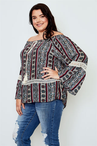 Ladies fashion plus size boho plus size multi tassel tie off the shoulder top