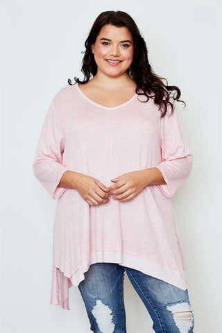 Ladies fashion plus size irregular hem tunic top