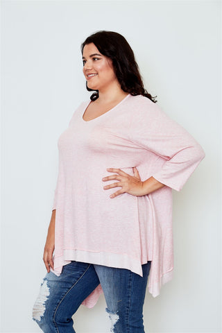 Ladies fashion plus size irregular hem tunic top