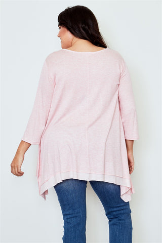 Ladies fashion plus size irregular hem tunic top
