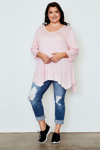Ladies fashion plus size irregular hem tunic top