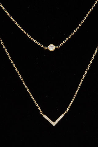Double row chevron pendant necklace