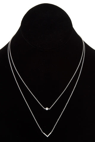 Double row chevron pendant necklace