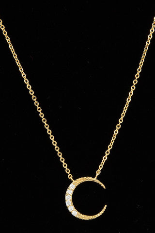 Cz stone semi round pendant necklace