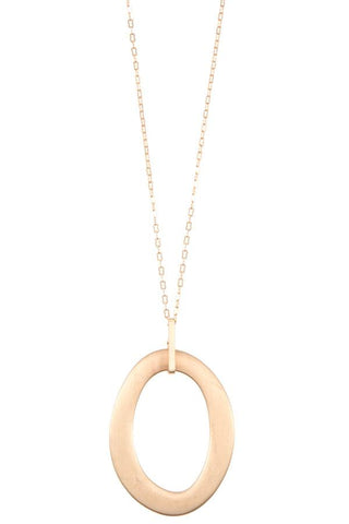 Oval cut out pendant long necklace