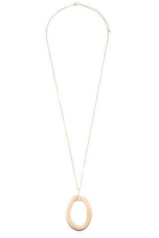 Oval cut out pendant long necklace
