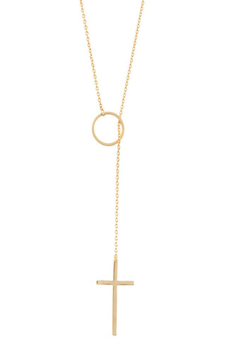 Ring cross lariat necklace