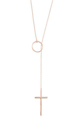 Ring cross lariat necklace