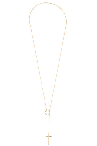 Ring cross lariat necklace
