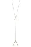 Double triangle pendant lariat necklace