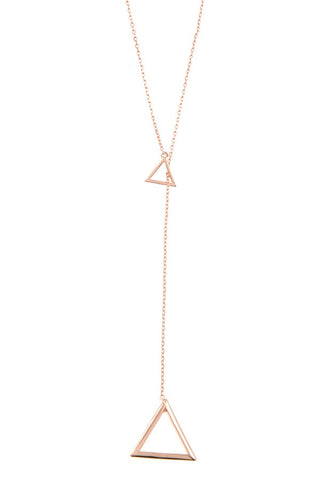 Double triangle pendant lariat necklace