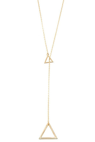 Double triangle pendant lariat necklace