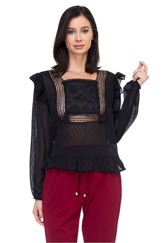 Lace trim swiss dot shirt - merchandiserus2