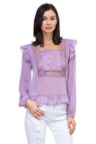 Lace trim swiss dot shirt - merchandiserus2