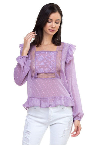 Lace trim swiss dot shirt - merchandiserus2