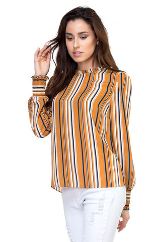 Long smocked sleeve stripe shirt - merchandiserus2