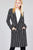 Long sleeve notched collar open front striped long jacket - merchandiserus2