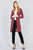 Long sleeve notched collar open front striped long jacket - merchandiserus2