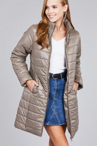 Long sleeve quilted long padding jacket - merchandiserus2