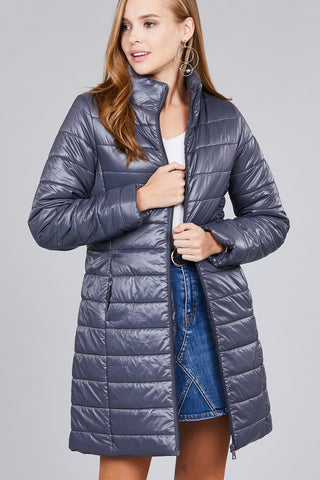 Long sleeve quilted long padding jacket - merchandiserus2