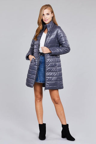 Long sleeve quilted long padding jacket - merchandiserus2
