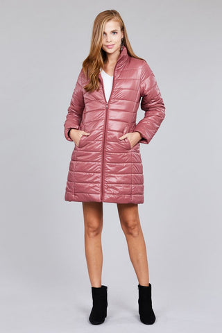 Long sleeve quilted long padding jacket - merchandiserus2