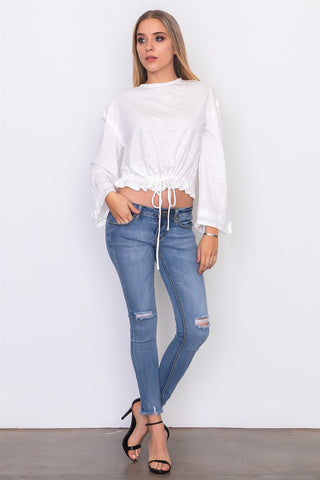 Drawstring hem jersey top - merchandiserus2