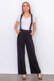 Black suspender woven pants