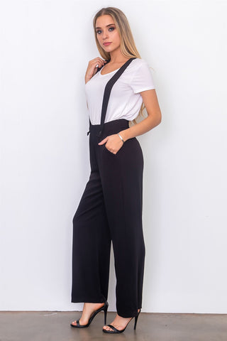 Black suspender woven pants