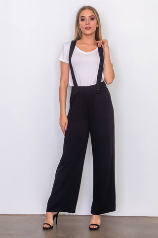 Black suspender woven pants