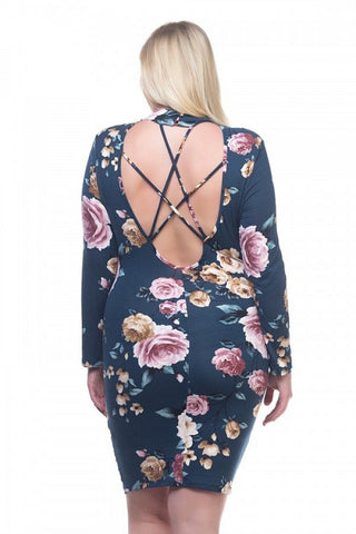 Mock neck floral dress