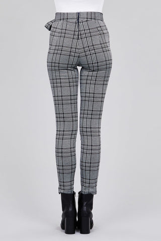 High waist self bow tie jacquard long pants