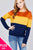 Long sleeve round neck color block pattern brushed french terry top