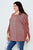 Plus size red ruched drawstring sleeves loose top